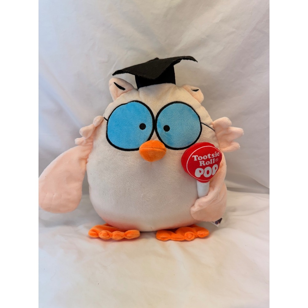 Tootsie Roll Pop Mr Owl Plush 12 Inch Mascot Graduation Cap Blue Glasses Dog Toy